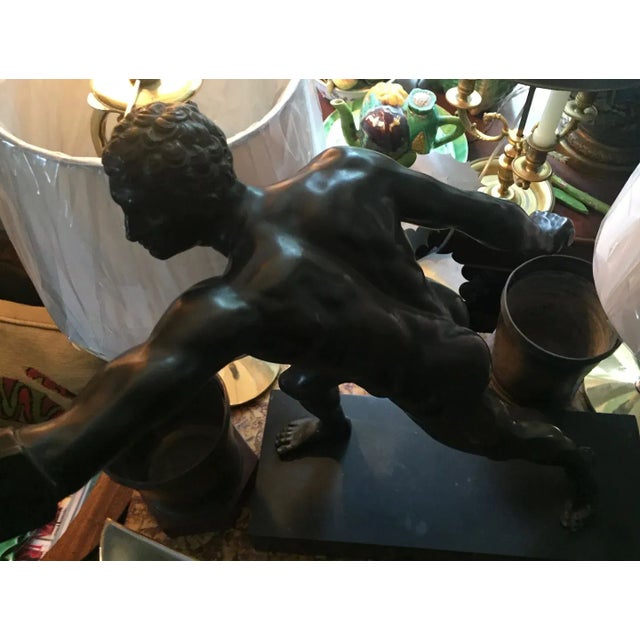 Metal Antique 19th Century French Grand Tour Bronze Figure of an Athlete Mounted on Original Black Slate Base For Sale - Image 7 of 13