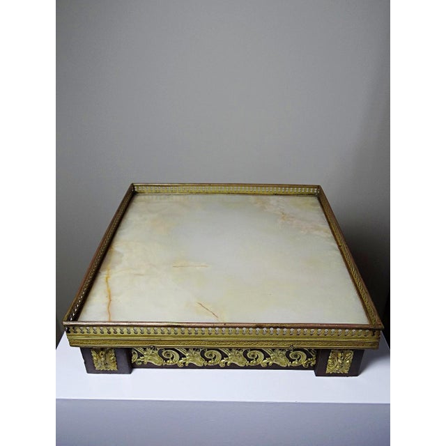 Beige Antique Wooden Side Table Top in Gilt Metal and Onyx, 1900s For Sale - Image 8 of 12