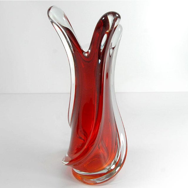 1970s Large Red Murano Glass Vase, 1970s For Sale - Image 5 of 11