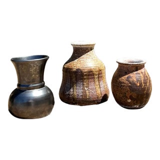 Vintage Original Studio a Pottery Trio of Small Vases For Sale