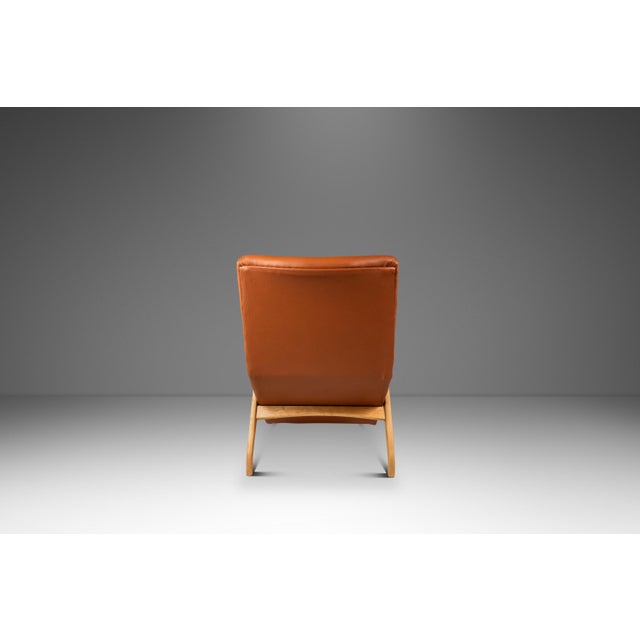 Rare Mid-Century Modern Sculptural Lounge Chair & Ottoman in Oak & Italian Leather in the Manner of Adrian Pearsall, Usa, C. 1960s For Sale In Orlando - Image 6 of 18