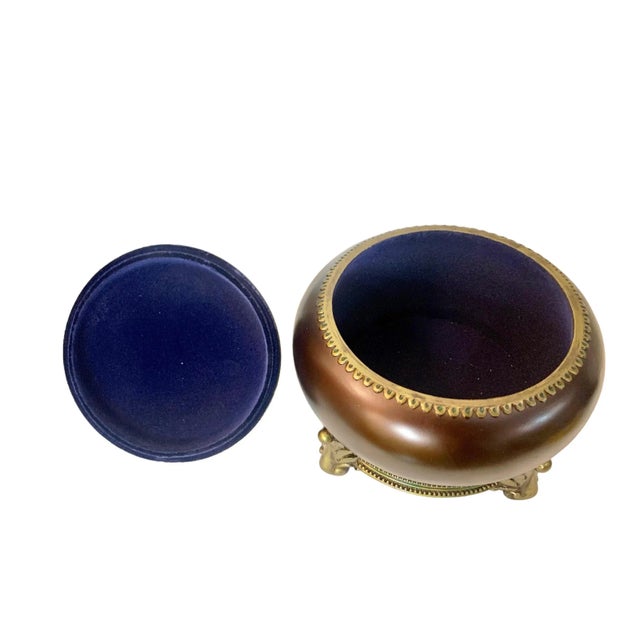 Decorative Bowl With Lid and Velvet Lining For Sale - Image 4 of 4