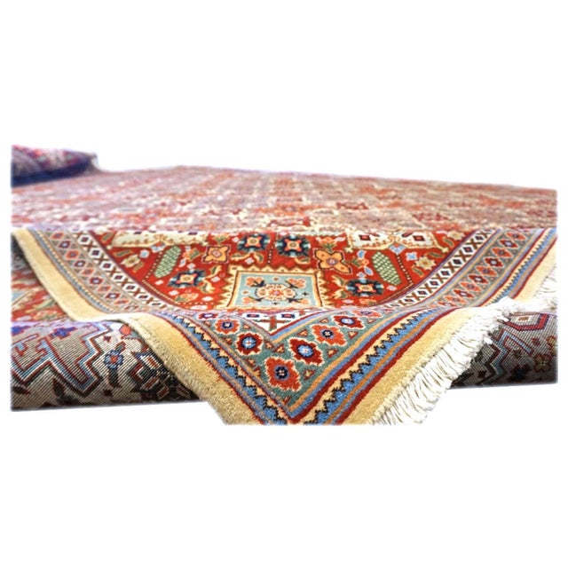 1940s Antique Persian Tabriz Wool 10x13 Red, Blue & Tan Handmade Area Rug #9902188 For Sale - Image 5 of 6