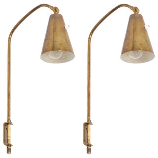 Brass Wall Lamps attributed to Alf Svensson, Sweden, 1950s, Set of 2 For Sale