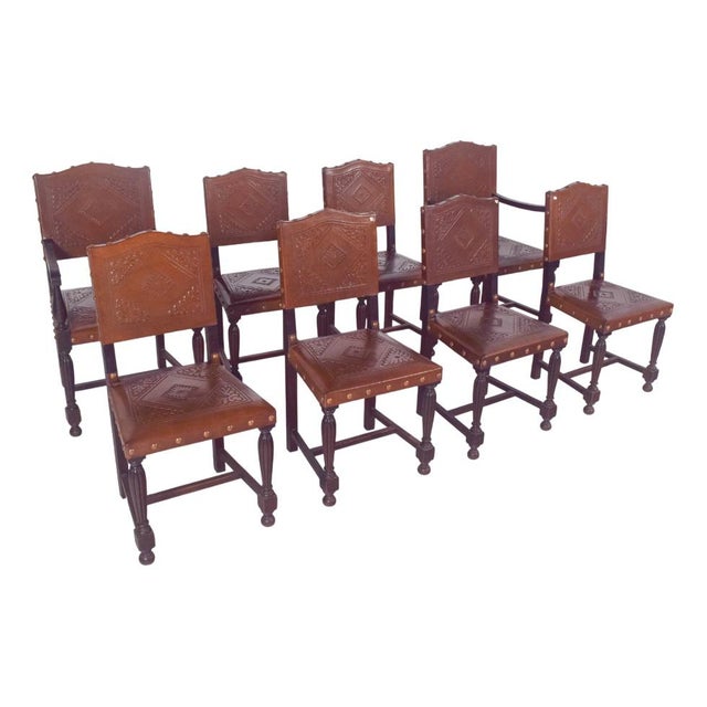 Chairs with Studded Leather Backs and Seats, Set of 8 For Sale - Image 12 of 12