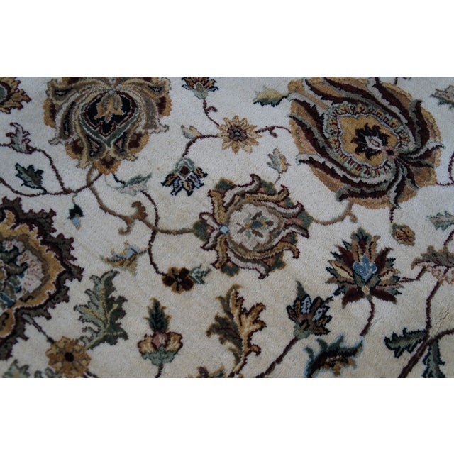 Traditional Hand Knotted Cream Blue Floral All Over Wool Area Rug 9' X 12' For Sale - Image 11 of 14