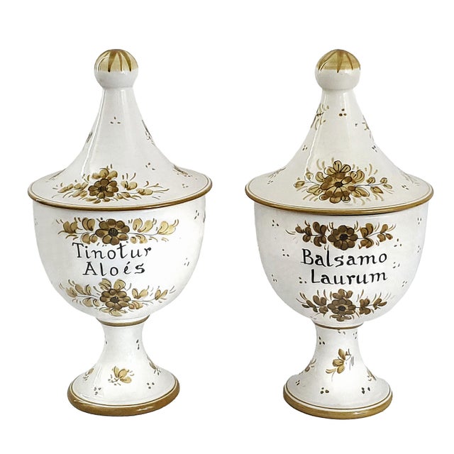 Mid 20th Century Apothecary Jars Pair 1960s Signed Italy For Sale - Image 5 of 11