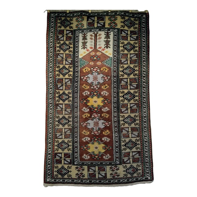 Vintage Turkish Tribal Prayer Rug - 3‚Äô9‚Äù X 6‚Äô3‚Äù For Sale