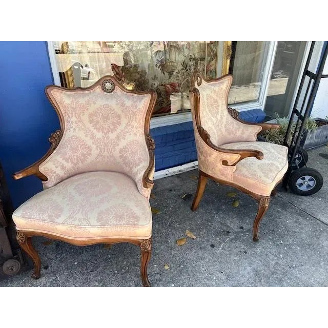 Wood Pair of 1950s French Style Armchairs Made in Usa For Sale - Image 7 of 9
