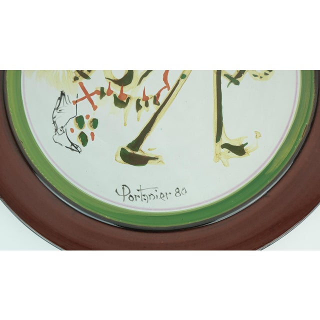 French Gilbert Portanier Ceramic Wall Plate Art Ceramic Signed Portanier 80 Vallauris, 1982 For Sale - Image 3 of 10