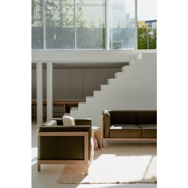 Two-Seater Sofa in Oak Wood and Bosco Leather by Julien Renault For Sale - Image 6 of 13