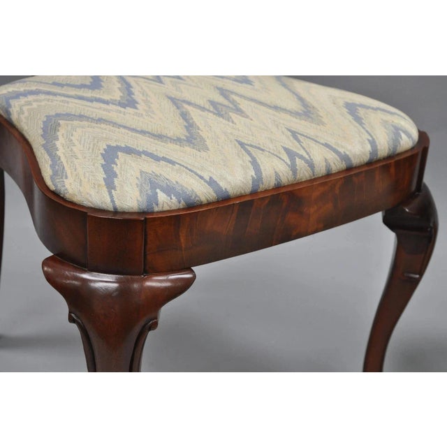 Vintage Queen Anne Style Crotch Mahogany Dining Room Side Chairs - A Pair For Sale - Image 4 of 12