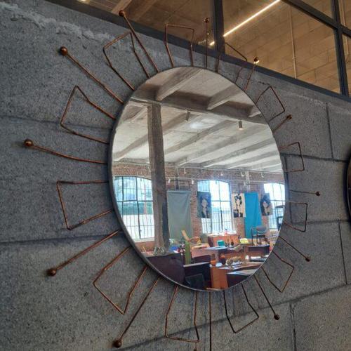 Vintage Mirror with Metal Frame, Denmark, 1960s For Sale - Image 4 of 4