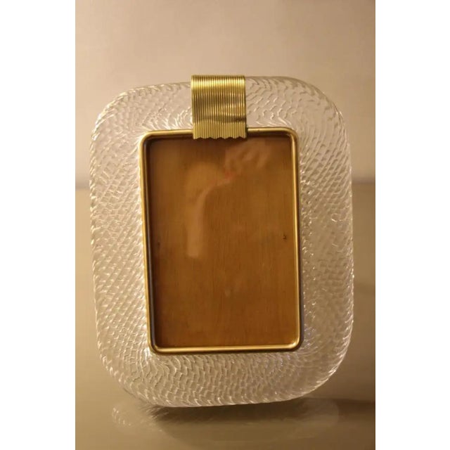 Crystal Twisted Murano Glass and Brass Picture Frame by Barovier E Toso For Sale - Image 11 of 18