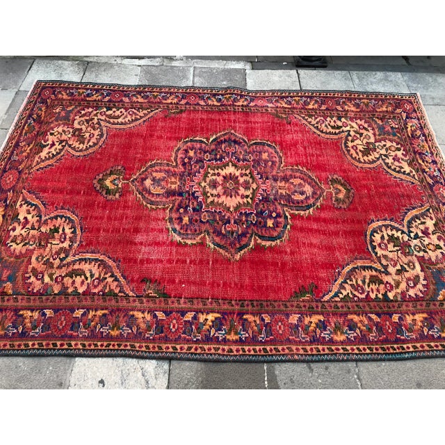 1960s 1960s Vintage Turkish Oushak Rug - 6′3″ × 8′11″ For Sale - Image 5 of 10