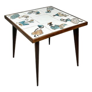 60's Mid Century Brazilian Tile Rosewood Side Table For Sale
