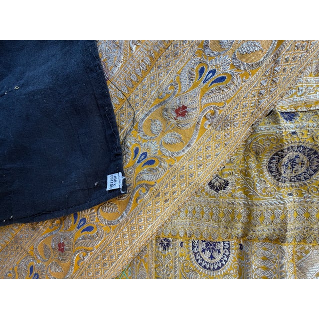 Vintage Indian Metallic Brocade Spread / Coverlet, 88” X 102” For Sale - Image 9 of 12