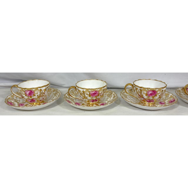 Late 19th Century Antique English Spode Copeland Teacups With Saucers- Set of 5 For Sale - Image 5 of 15