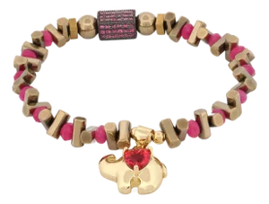 Guardian Love Ruby Heart & Gold Elephant Bracelet