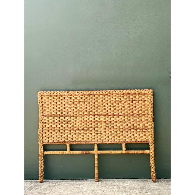 Vintage Braided Rattan Queen Headboard For Sale - Image 12 of 13