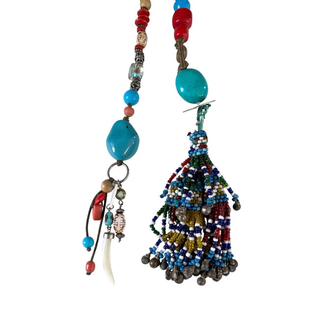 Metal Vintage Tribal Afghan/African Beaded Wall Hanging 18.5"h For Sale - Image 7 of 8