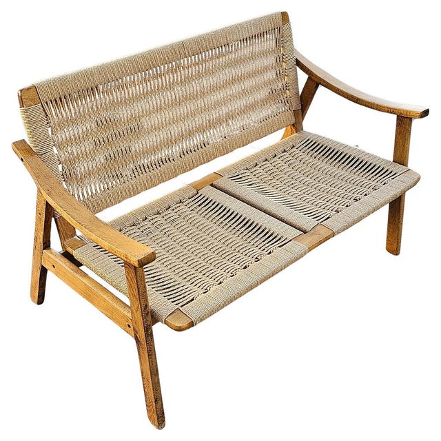 Mid-Century Modern Settee in the style of Hans J. Wegner, Former Yugoslavia, 1960s For Sale - Image 12 of 12