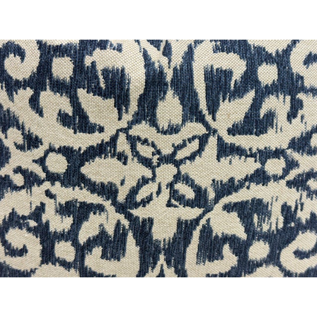 Textile Bespoke Blue + Ivory Ikat Damask Throw Pillows, Pair For Sale - Image 7 of 12