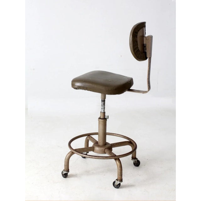 Mid-Century Modern Vintage 1970s All-Steel Industrial Adjustable Stool For Sale - Image 3 of 14