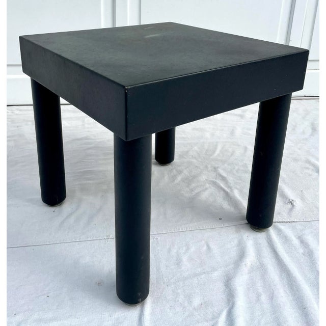 1980s Postmodern Textured Matte Black Side Table For Sale - Image 5 of 13