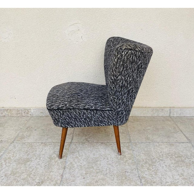 1960s Vintage Cocktail Chair in Heather Grey Fabric, 1960s For Sale - Image 5 of 8