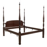 Harden Cherry King-Size Rice Carved Pencil Post Poster Bed For Sale