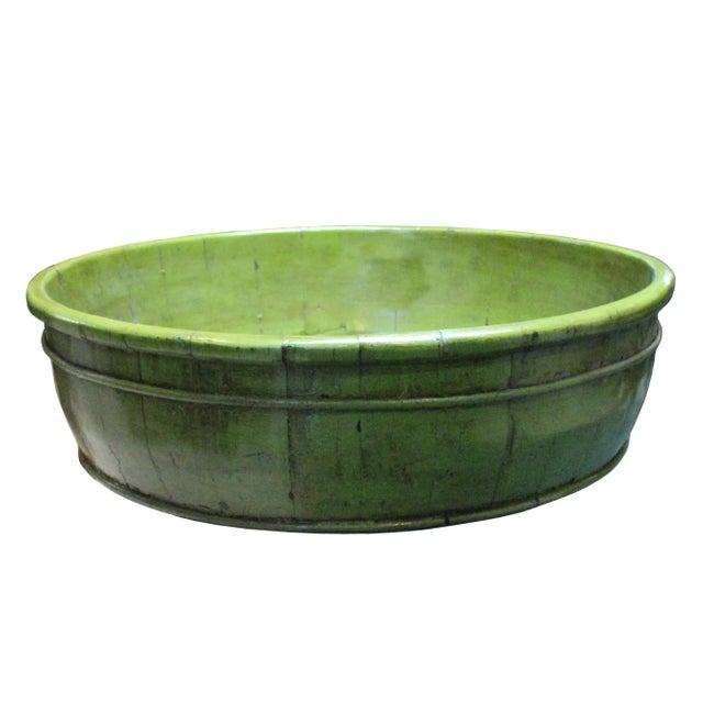 This is an old round wood bucket with new paint. It is a charm oriental decorative piece for the home. ( hand-painted...