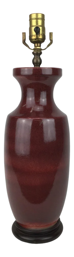 Vintage Oxblood Ceramic Vase Lamp