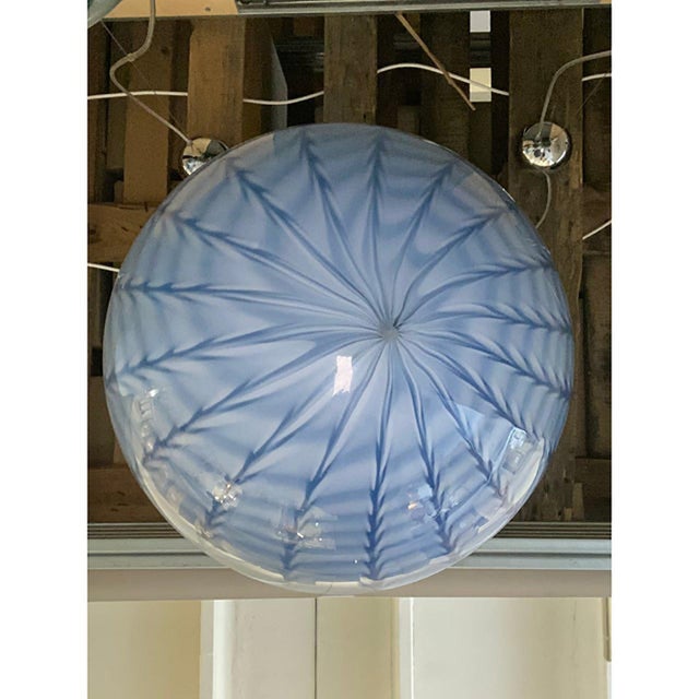 Venetian Blue and Milky-White Murano Glass Pendant Light by Simoeng For Sale - Image 6 of 9