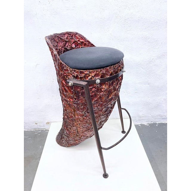 Unique bar stool. Manufacturer, designer, age, etc., unknown, likely from the 1980s or 1990s, possibly a one-of-a-kind...