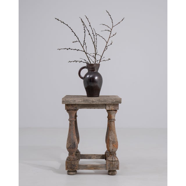 Brown 20th Century French Pedestal Side Table With Turned Legs France Mid 20th Century For Sale - Image 8 of 13