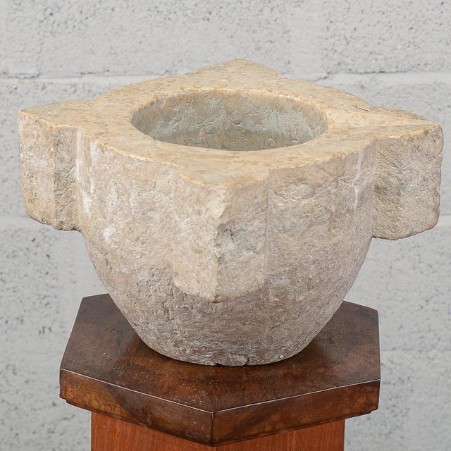Beige Stone Mortar, Italy, Early 19th Century For Sale - Image 8 of 13