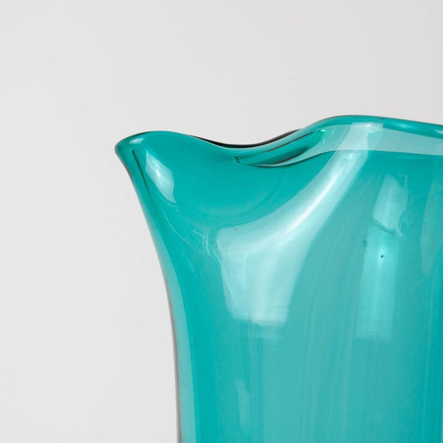Portuguese Turquoise Glass Jug, 1960s For Sale - Image 15 of 18