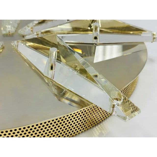 Brass & Crystal Ceiling/Wall Light Made in Italy For Sale - Image 9 of 12