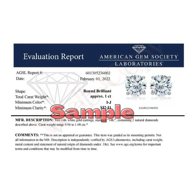 Contemporary AGS Certified 14K White Gold 1.0 Cttw 4-Prong Set Brilliant Round-Cut Solitaire Diamond Push Back St For Sale - Image 3 of 5