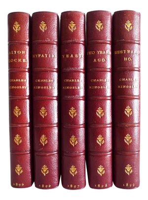 Late 19th Century Leather Volumes, Charles Kingsley's Works - 5 Books