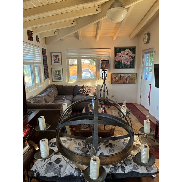 Mid 20th Century Mid 20th Century Metal Armillary Sphere Chandelier For Sale - Image 5 of 6