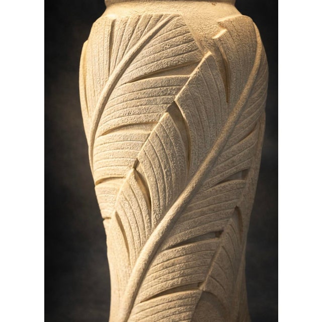 Hollywood Regency Late 20th Century Hollywood Regency Palm Beach Sculptural Leaf Table Lamp With Linen Shade For Sale - Image 3 of 12