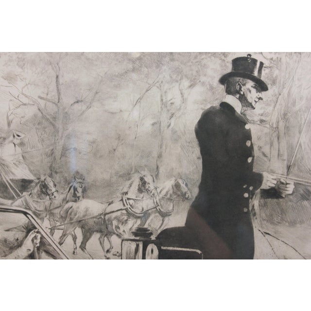 Expressionism "La Promanade" Black and White Print of a Women in a Carriage Expressionism Engraving Edition 1900s For Sale - Image 3 of 6