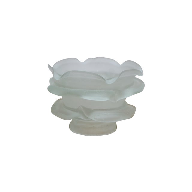 Two antique satin glass rose petal lamp shades featuring a three tiered design. Great for use with Torchiere lights....