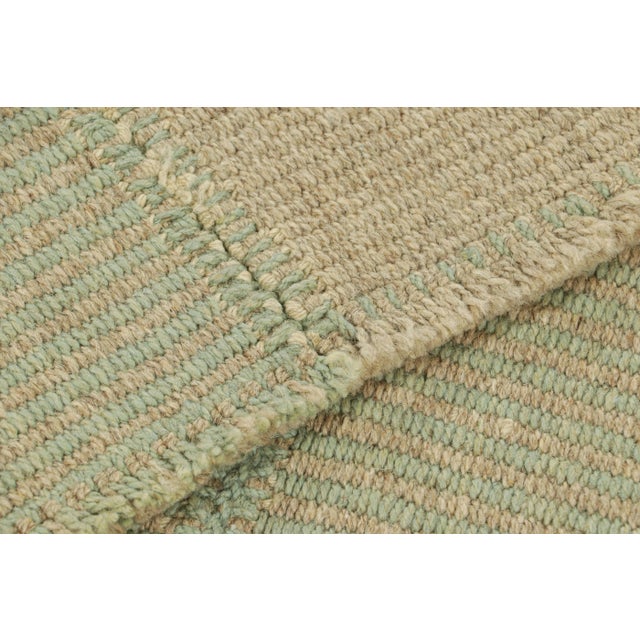 Textile Rug & Kilim’s Contemporary Kilim in Beige and Blue Textural Stripes For Sale - Image 7 of 7