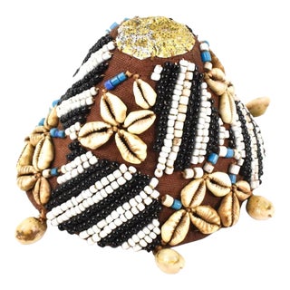 Early 20th Century Kuba Beaded Noble's Hat with Cowrie Shells For Sale
