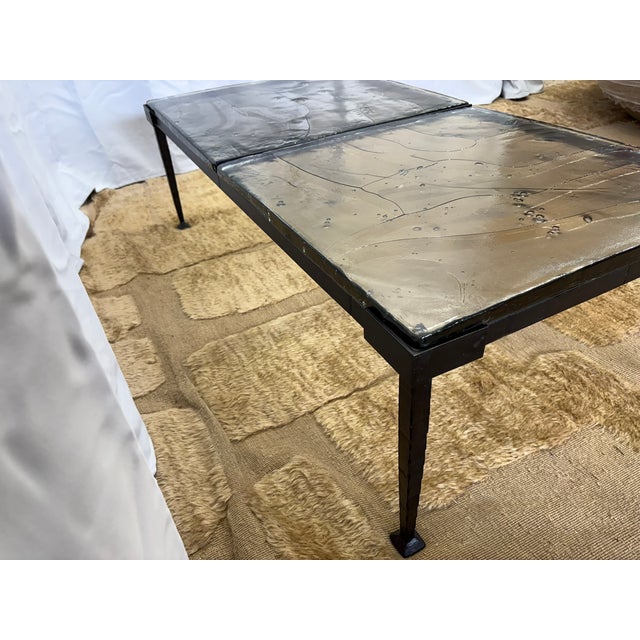 RH Restoration Hardware Adilon Rectangular Coffee Table Antiqued Bronze | Cast Glass Top Open Box | Excellent Presentation...