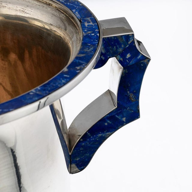 Large Vintage Italian Silver and Lapis Lazuli Wine Cooler, 1970 For Sale - Image 12 of 18