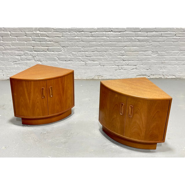 Brown 1960s Mid Century Modern G-Plan Fresco Teak Corner Cabinets, Teak Bar Nightstands, A Pair For Sale - Image 8 of 14